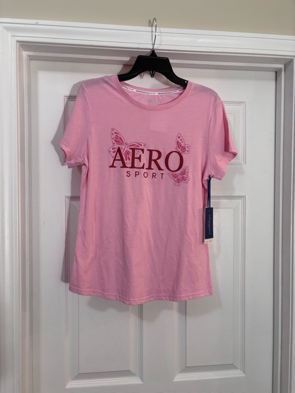 Aeropostale Pink AERO Sport Tee with Butterfly Graphic